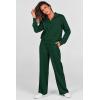 imagePRETTYGARDEN Womens 2 Piece Outfits Casual Lapel Half Zip Sweatshirts And Wide Leg Pants Tracksuit SetsDark Green