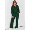 imagePRETTYGARDEN Womens 2 Piece Outfits Casual Lapel Half Zip Sweatshirts And Wide Leg Pants Tracksuit SetsDark Green