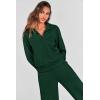 imagePRETTYGARDEN Womens 2 Piece Outfits Casual Lapel Half Zip Sweatshirts And Wide Leg Pants Tracksuit SetsDark Green
