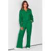 imagePRETTYGARDEN Womens 2 Piece Outfits Casual Lapel Half Zip Sweatshirts And Wide Leg Pants Tracksuit SetsGreen