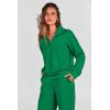 imagePRETTYGARDEN Womens 2 Piece Outfits Casual Lapel Half Zip Sweatshirts And Wide Leg Pants Tracksuit SetsGreen