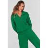 imagePRETTYGARDEN Womens 2 Piece Outfits Casual Lapel Half Zip Sweatshirts And Wide Leg Pants Tracksuit SetsGreen