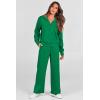 imagePRETTYGARDEN Womens 2 Piece Outfits Casual Lapel Half Zip Sweatshirts And Wide Leg Pants Tracksuit SetsGreen