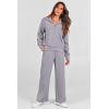 imagePRETTYGARDEN Womens 2 Piece Outfits Casual Lapel Half Zip Sweatshirts And Wide Leg Pants Tracksuit SetsGrey