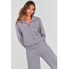 imagePRETTYGARDEN Womens 2 Piece Outfits Casual Lapel Half Zip Sweatshirts And Wide Leg Pants Tracksuit SetsGrey