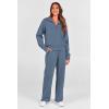 imagePRETTYGARDEN Womens 2 Piece Outfits Casual Lapel Half Zip Sweatshirts And Wide Leg Pants Tracksuit SetsGrey Blue