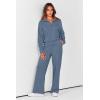 imagePRETTYGARDEN Womens 2 Piece Outfits Casual Lapel Half Zip Sweatshirts And Wide Leg Pants Tracksuit SetsGrey Blue