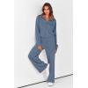 imagePRETTYGARDEN Womens 2 Piece Outfits Casual Lapel Half Zip Sweatshirts And Wide Leg Pants Tracksuit SetsGrey Blue