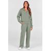 imagePRETTYGARDEN Womens 2 Piece Outfits Casual Lapel Half Zip Sweatshirts And Wide Leg Pants Tracksuit SetsGrey Green
