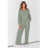 imagePRETTYGARDEN Womens 2 Piece Outfits Casual Lapel Half Zip Sweatshirts And Wide Leg Pants Tracksuit SetsGrey Green