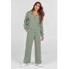 imagePRETTYGARDEN Womens 2 Piece Outfits Casual Lapel Half Zip Sweatshirts And Wide Leg Pants Tracksuit SetsGrey Green
