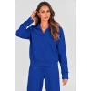 imagePRETTYGARDEN Womens 2 Piece Outfits Casual Lapel Half Zip Sweatshirts And Wide Leg Pants Tracksuit SetsRoyal Blue