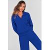imagePRETTYGARDEN Womens 2 Piece Outfits Casual Lapel Half Zip Sweatshirts And Wide Leg Pants Tracksuit SetsRoyal Blue