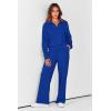 imagePRETTYGARDEN Womens 2 Piece Outfits Casual Lapel Half Zip Sweatshirts And Wide Leg Pants Tracksuit SetsRoyal Blue