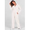 imagePRETTYGARDEN Womens 2 Piece Outfits Casual Lapel Half Zip Sweatshirts And Wide Leg Pants Tracksuit SetsWhite