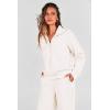 imagePRETTYGARDEN Womens 2 Piece Outfits Casual Lapel Half Zip Sweatshirts And Wide Leg Pants Tracksuit SetsWhite