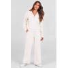 imagePRETTYGARDEN Womens 2 Piece Outfits Casual Lapel Half Zip Sweatshirts And Wide Leg Pants Tracksuit SetsWhite