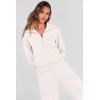 imagePRETTYGARDEN Womens 2 Piece Outfits Casual Lapel Half Zip Sweatshirts And Wide Leg Pants Tracksuit SetsWhite