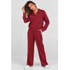 imagePRETTYGARDEN Womens 2 Piece Outfits Casual Lapel Half Zip Sweatshirts And Wide Leg Pants Tracksuit SetsWine Red