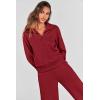imagePRETTYGARDEN Womens 2 Piece Outfits Casual Lapel Half Zip Sweatshirts And Wide Leg Pants Tracksuit SetsWine Red