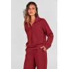imagePRETTYGARDEN Womens 2 Piece Outfits Casual Lapel Half Zip Sweatshirts And Wide Leg Pants Tracksuit SetsWine Red