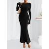 imagePRETTYGARDEN Womens Fall Fashion 2025 Long Sleeve Maxi Dress Ribbed Knit Boat Neck Bodycon Casual Dresses Going Out OutfitsBlack