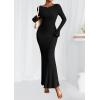imagePRETTYGARDEN Womens Fall Fashion 2025 Long Sleeve Maxi Dress Ribbed Knit Boat Neck Bodycon Casual Dresses Going Out OutfitsBlack