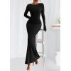 imagePRETTYGARDEN Womens Fall Fashion 2025 Long Sleeve Maxi Dress Ribbed Knit Boat Neck Bodycon Casual Dresses Going Out OutfitsBlack