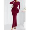 imagePRETTYGARDEN Womens Fall Fashion 2025 Long Sleeve Maxi Dress Ribbed Knit Boat Neck Bodycon Casual Dresses Going Out OutfitsBurgundy