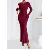 imagePRETTYGARDEN Womens Fall Fashion 2025 Long Sleeve Maxi Dress Ribbed Knit Boat Neck Bodycon Casual Dresses Going Out OutfitsBurgundy