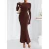 imagePRETTYGARDEN Womens Fall Fashion 2025 Long Sleeve Maxi Dress Ribbed Knit Boat Neck Bodycon Casual Dresses Going Out OutfitsCoffee