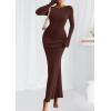 imagePRETTYGARDEN Womens Fall Fashion 2025 Long Sleeve Maxi Dress Ribbed Knit Boat Neck Bodycon Casual Dresses Going Out OutfitsCoffee