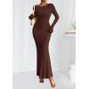 imagePRETTYGARDEN Womens Fall Fashion 2025 Long Sleeve Maxi Dress Ribbed Knit Boat Neck Bodycon Casual Dresses Going Out OutfitsCoffee
