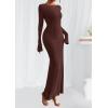 imagePRETTYGARDEN Womens Fall Fashion 2025 Long Sleeve Maxi Dress Ribbed Knit Boat Neck Bodycon Casual Dresses Going Out OutfitsCoffee