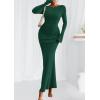 imagePRETTYGARDEN Womens Fall Fashion 2025 Long Sleeve Maxi Dress Ribbed Knit Boat Neck Bodycon Casual Dresses Going Out OutfitsDark Green