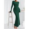 imagePRETTYGARDEN Womens Fall Fashion 2025 Long Sleeve Maxi Dress Ribbed Knit Boat Neck Bodycon Casual Dresses Going Out OutfitsDark Green