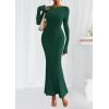 imagePRETTYGARDEN Womens Fall Fashion 2025 Long Sleeve Maxi Dress Ribbed Knit Boat Neck Bodycon Casual Dresses Going Out OutfitsDark Green
