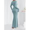 imagePRETTYGARDEN Womens Fall Fashion 2025 Long Sleeve Maxi Dress Ribbed Knit Boat Neck Bodycon Casual Dresses Going Out OutfitsLight Blue