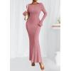 imagePRETTYGARDEN Womens Fall Fashion 2025 Long Sleeve Maxi Dress Ribbed Knit Boat Neck Bodycon Casual Dresses Going Out OutfitsPink