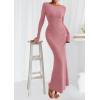 imagePRETTYGARDEN Womens Fall Fashion 2025 Long Sleeve Maxi Dress Ribbed Knit Boat Neck Bodycon Casual Dresses Going Out OutfitsPink