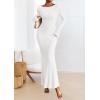 imagePRETTYGARDEN Womens Fall Fashion 2025 Long Sleeve Maxi Dress Ribbed Knit Boat Neck Bodycon Casual Dresses Going Out OutfitsWhite