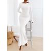 imagePRETTYGARDEN Womens Fall Fashion 2025 Long Sleeve Maxi Dress Ribbed Knit Boat Neck Bodycon Casual Dresses Going Out OutfitsWhite