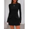 imagePRETTYGARDEN Womens Fall Long Sleeve Mini Dress 2025 Trendy Boat Neck Bodycon Knit Elegant Short Party Formal DressesBlack