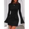 imagePRETTYGARDEN Womens Fall Long Sleeve Mini Dress 2025 Trendy Boat Neck Bodycon Knit Elegant Short Party Formal DressesBlack
