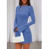 imagePRETTYGARDEN Womens Fall Long Sleeve Mini Dress 2025 Trendy Boat Neck Bodycon Knit Elegant Short Party Formal DressesBlue