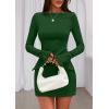 imagePRETTYGARDEN Womens Fall Long Sleeve Mini Dress 2025 Trendy Boat Neck Bodycon Knit Elegant Short Party Formal DressesGreen