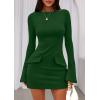 imagePRETTYGARDEN Womens Fall Long Sleeve Mini Dress 2025 Trendy Boat Neck Bodycon Knit Elegant Short Party Formal DressesGreen