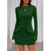 imagePRETTYGARDEN Womens Fall Long Sleeve Mini Dress 2025 Trendy Boat Neck Bodycon Knit Elegant Short Party Formal DressesGreen