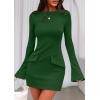 imagePRETTYGARDEN Womens Fall Long Sleeve Mini Dress 2025 Trendy Boat Neck Bodycon Knit Elegant Short Party Formal DressesGreen