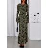 imagePRETTYGARDEN Womens Floral Bodycon Maxi Dress 2025 Fall Elegant Mesh Long Sleeve Formal Wedding Guest Cocktail DressesArmy Green